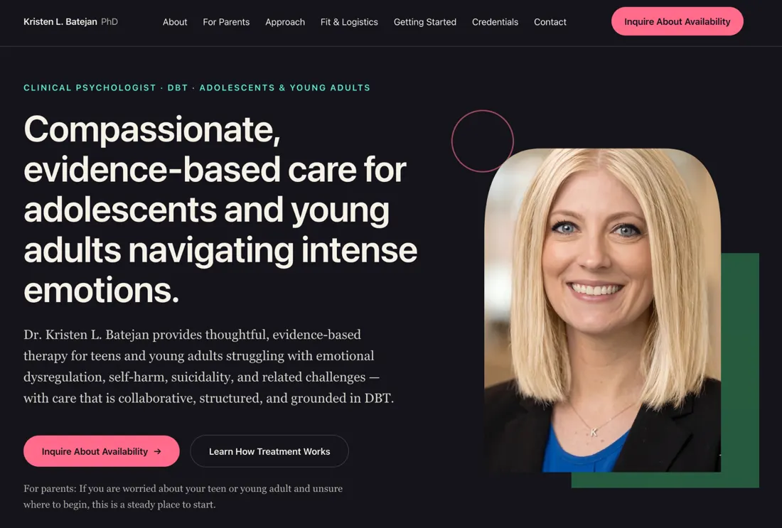 Existing Dr. Kristen website screenshot